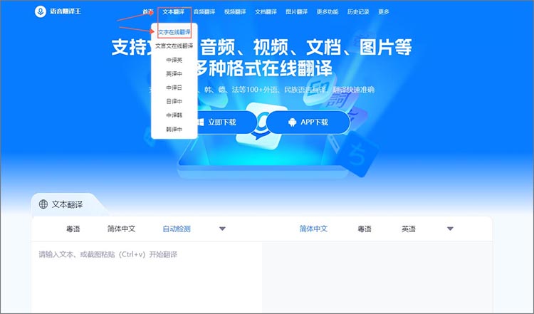 进入翻译功能